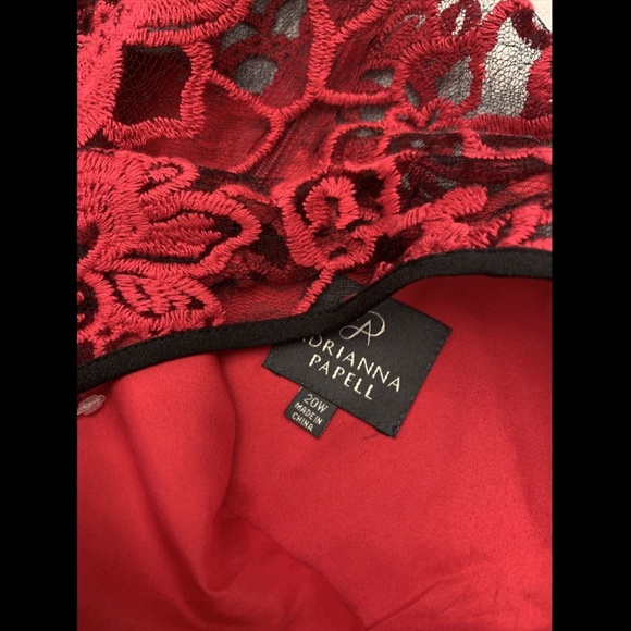 NWOT Adrianna Papell Kahlo Flare Lace Dress, 20W, Red - Picture 4 of 12